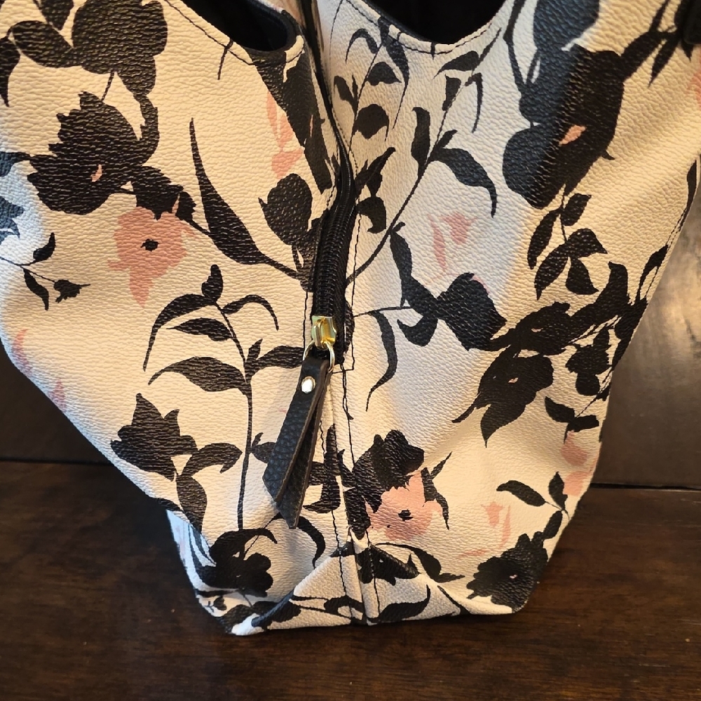 Liz Claiborne Floral Black and Pink Shoulder Bag - Picture 12 of 12